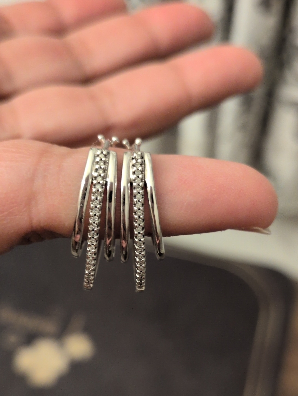 Sun + Stone Silver Crystal Multi-Hoop Earrings
